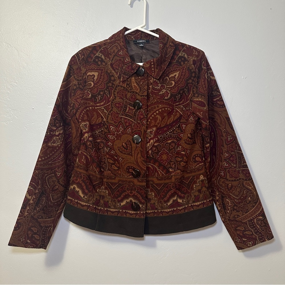 Elementz Paisley Maroon and Brown Blazer